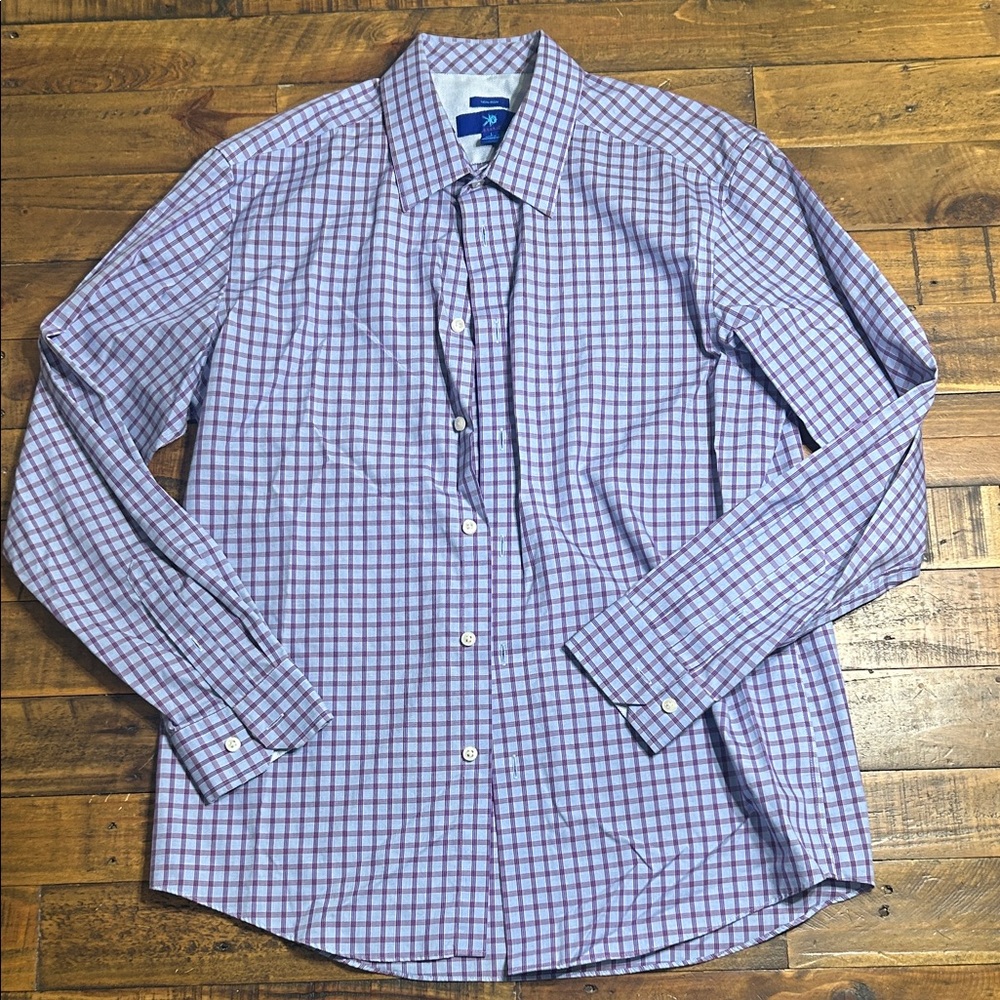Egara Blue and White Checkered Dress Shirt